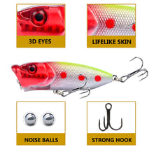 Load image into Gallery viewer, 1pcs Fishing Lures 6.5cm/12g Topwater Popper Bait 5 Color Hard Bait Artificial Wobblers Plastic Fishing Tackle With 6# Hooks
