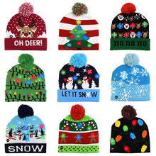 Load image into Gallery viewer, LED Christmas Hat Sweater Knitted Beanie Christmas Light Up Knitted Hat Christmas Gift for Kids Xmas  Decorations
