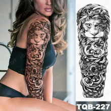 Load image into Gallery viewer, Large Arm Sleeve Tattoo Lion Crown King Rose Waterproof Temporary Tatoo Sticker Wild Wolf Tiger Men Full Skull Totem Tatto
