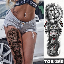 Load image into Gallery viewer, Large Arm Sleeve Tattoo Lion Crown King Rose Waterproof Temporary Tatoo Sticker Wild Wolf Tiger Men Full Skull Totem Tatto
