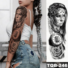 Load image into Gallery viewer, Large Arm Sleeve Tattoo Lion Crown King Rose Waterproof Temporary Tatoo Sticker Wild Wolf Tiger Men Full Skull Totem Tatto
