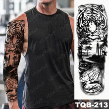 Load image into Gallery viewer, Large Arm Sleeve Tattoo Lion Crown King Rose Waterproof Temporary Tatoo Sticker Wild Wolf Tiger Men Full Skull Totem Tatto
