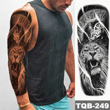 Load image into Gallery viewer, Large Arm Sleeve Tattoo Lion Crown King Rose Waterproof Temporary Tatoo Sticker Wild Wolf Tiger Men Full Skull Totem Tatto

