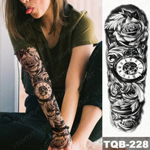 Load image into Gallery viewer, Large Arm Sleeve Tattoo Lion Crown King Rose Waterproof Temporary Tatoo Sticker Wild Wolf Tiger Men Full Skull Totem Tatto
