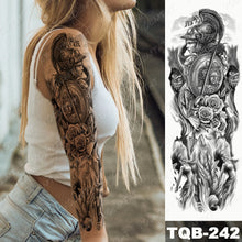 Load image into Gallery viewer, Large Arm Sleeve Tattoo Lion Crown King Rose Waterproof Temporary Tatoo Sticker Wild Wolf Tiger Men Full Skull Totem Tatto
