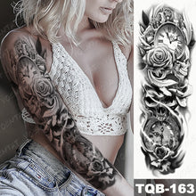 Load image into Gallery viewer, Large Arm Sleeve Tattoo Lion Crown King Rose Waterproof Temporary Tatoo Sticker Wild Wolf Tiger Men Full Skull Totem Tatto
