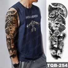 Load image into Gallery viewer, Large Arm Sleeve Tattoo Lion Crown King Rose Waterproof Temporary Tatoo Sticker Wild Wolf Tiger Men Full Skull Totem Tatto
