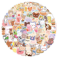 Load image into Gallery viewer, 100pcs Cute Korean Bear Girl Ins Cartoon Character Journal Stickers Reusable Stationery Luggage Note Stickers
