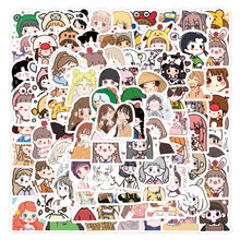 Load image into Gallery viewer, 100pcs Cute Korean Bear Girl Ins Cartoon Character Journal Stickers Reusable Stationery Luggage Note Stickers
