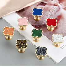 Load image into Gallery viewer, Shell Handle Four-Leaf Clover Chest of Drawer Door Wardrobe Brass Single Hole Door Handle
