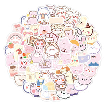 Load image into Gallery viewer, 100pcs Cute Korean Bear Girl Ins Cartoon Character Journal Stickers Reusable Stationery Luggage Note Stickers
