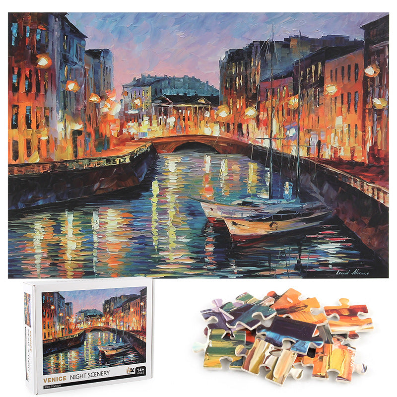 1000 pieces of Venice night view puzzle decompression game