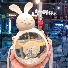 Load image into Gallery viewer, Water Bottle Water  Student Children Adult  with Straw Crossbody Plastic Cup
