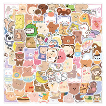 Load image into Gallery viewer, 100pcs Cute Korean Bear Girl Ins Cartoon Character Journal Stickers Reusable Stationery Luggage Note Stickers
