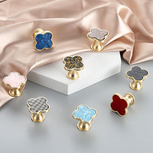 Load image into Gallery viewer, Shell Handle Four-Leaf Clover Chest of Drawer Door Wardrobe Brass Single Hole Door Handle
