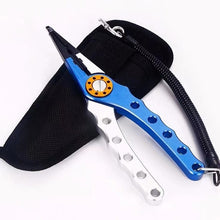 Load image into Gallery viewer, Fishing Pliers Aluminum Braid Cutters Split Ring Pliers Hook Remover Fish Holder with Sheath and Lanyard
