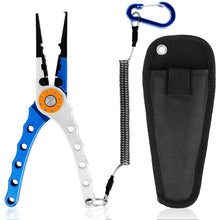 Load image into Gallery viewer, Fishing Pliers Aluminum Braid Cutters Split Ring Pliers Hook Remover Fish Holder with Sheath and Lanyard
