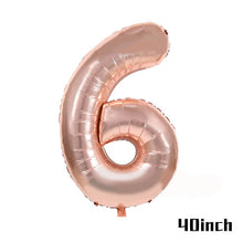 Load image into Gallery viewer, Rose Gold Party Disposable Tableware Plate Number Balloon Girl Birthday Party Wedding Decor Adult Celebration Baby Shower Decor
