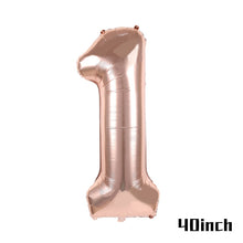 Load image into Gallery viewer, Rose Gold Party Disposable Tableware Plate Number Balloon Girl Birthday Party Wedding Decor Adult Celebration Baby Shower Decor
