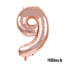 Load image into Gallery viewer, Rose Gold Party Disposable Tableware Plate Number Balloon Girl Birthday Party Wedding Decor Adult Celebration Baby Shower Decor

