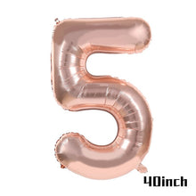Load image into Gallery viewer, Rose Gold Party Disposable Tableware Plate Number Balloon Girl Birthday Party Wedding Decor Adult Celebration Baby Shower Decor
