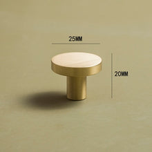 Load image into Gallery viewer, 2pcs Round Brass Dresser Knobs Drawer Pulls Handles Cabinet Door Knob Handle Simple Gold Kitchen Hardware Pull
