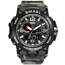 Load image into Gallery viewer, Watches For Men 50M Waterproof Clock Alarm reloj hombre 1545D Dual Display Wristwatch Quartz Military Watch Sport  Mens
