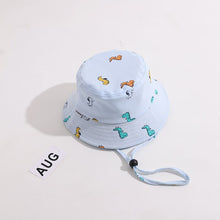 Load image into Gallery viewer, Summer Children Bucket Hat Cartoon Dinosaur Print Girls Boys Panama Fisherman Hat Outdoor Kids Sun Beach Cap
