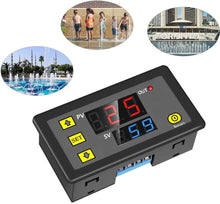 Load image into Gallery viewer, Timer Relay DC 12V 20A Programmable Digital Time Cycle Delay Switch Module 1500W 220V 110V ON-OFF Control 0-999 Second Min Hour
