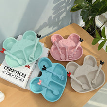 Load image into Gallery viewer, Wheat Straw Baby Cartoon Bear Tableware Set Toddle Dinner Plate Feeding Food Dishes Children Training Bowl Spoon Fork for Kids
