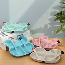 Load image into Gallery viewer, Wheat Straw Baby Cartoon Bear Tableware Set Toddle Dinner Plate Feeding Food Dishes Children Training Bowl Spoon Fork for Kids
