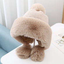 Load image into Gallery viewer, Winter Women's Bomber Hat with Pompom Ponytail Faux Fox Fur Earflap Hats Warm Soft Russian Ushanka Thicken Trapper Snow Ski Cap
