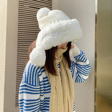 Load image into Gallery viewer, Winter Women's Bomber Hat with Pompom Ponytail Faux Fox Fur Earflap Hats Warm Soft Russian Ushanka Thicken Trapper Snow Ski Cap
