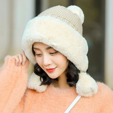 Load image into Gallery viewer, Winter Women's Bomber Hat with Pompom Ponytail Faux Fox Fur Earflap Hats Warm Soft Russian Ushanka Thicken Trapper Snow Ski Cap
