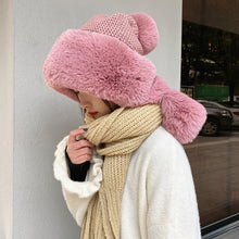 Load image into Gallery viewer, Winter Women's Bomber Hat with Pompom Ponytail Faux Fox Fur Earflap Hats Warm Soft Russian Ushanka Thicken Trapper Snow Ski Cap
