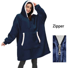 Load image into Gallery viewer, Women Blanket Sweatshirt Robe Winter Hoodies Outdoor Hooded Coats Warm Comfort Bathrobe Christmas Fleece Blanket Sudadera Mujer

