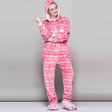 Load image into Gallery viewer, Women Snowflake Onesies Pajamas Winter Kigurumi Pyjama Cartoon  Red Bird Sexy Hooded Pijama Sleepwear Onesies Pajamas
