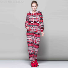 Load image into Gallery viewer, Women Snowflake Onesies Pajamas Winter Kigurumi Pyjama Cartoon  Red Bird Sexy Hooded Pijama Sleepwear Onesies Pajamas

