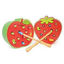 Load image into Gallery viewer, Wooden Puzzle Baby Wooden Toys Early Learning Toys Children Educational Toys Catch Worm Game Color Cognitive Strawberry Grasping
