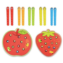 Load image into Gallery viewer, Wooden Puzzle Baby Wooden Toys Early Learning Toys Children Educational Toys Catch Worm Game Color Cognitive Strawberry Grasping
