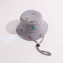 Load image into Gallery viewer, Summer Children Bucket Hat Cartoon Dinosaur Print Girls Boys Panama Fisherman Hat Outdoor Kids Sun Beach Cap
