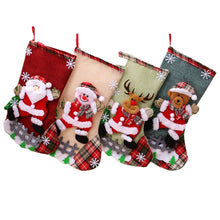 Load image into Gallery viewer, 1 pcs Christmas Stockings Socks with Snowman Santa Elk Bear Printing Xmas Candy Gift Bag Fireplace Xmas Tree Decoration
