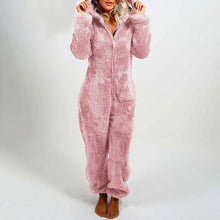 Load image into Gallery viewer, Fall/winter Women's Hooded Pajamas with Plush Thick Plush Jumpsuit Bear Rompers Home Wear Overall Outwear
