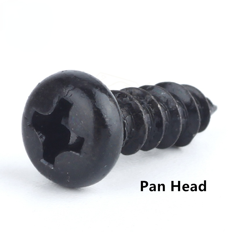 100pcs M2 M2.6 M3 M3.5 Black Steel Mini Micro Small Phillips Flat Countersunk Head Cross Round Pan Head Self-tapping Wood Screw