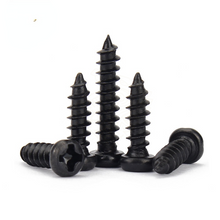 Load image into Gallery viewer, 100pcs M2 M2.6 M3 M3.5 Black Steel Mini Micro Small Phillips Flat Countersunk Head Cross Round Pan Head Self-tapping Wood Screw
