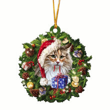 Load image into Gallery viewer, lovely Christmas Wooden cat animals Drop Ornaments wood Christmas tree diy pendant hanging sign xmas wreath home diy Decoration
