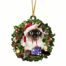 Load image into Gallery viewer, lovely Christmas Wooden cat animals Drop Ornaments wood Christmas tree diy pendant hanging sign xmas wreath home diy Decoration
