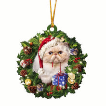 Load image into Gallery viewer, lovely Christmas Wooden cat animals Drop Ornaments wood Christmas tree diy pendant hanging sign xmas wreath home diy Decoration
