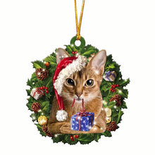 Load image into Gallery viewer, lovely Christmas Wooden cat animals Drop Ornaments wood Christmas tree diy pendant hanging sign xmas wreath home diy Decoration
