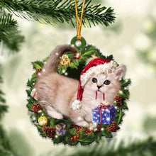 Load image into Gallery viewer, lovely Christmas Wooden cat animals Drop Ornaments wood Christmas tree diy pendant hanging sign xmas wreath home diy Decoration
